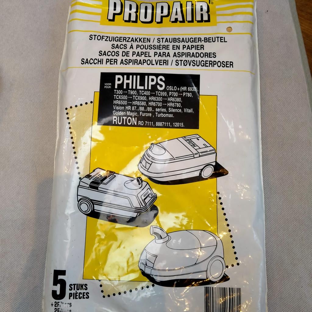 Vintage Philips stofzuigerzakken 5x voor Oslo en Ruton, Witgoed en Apparatuur, Ophalen of Verzenden, Gebruikt, Stofzak, Overige typen