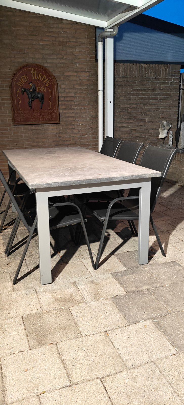 Tuinset: Tafel met 4 stoelen - Gebruikt, Ophalen, Gebruikt, Rechthoekig