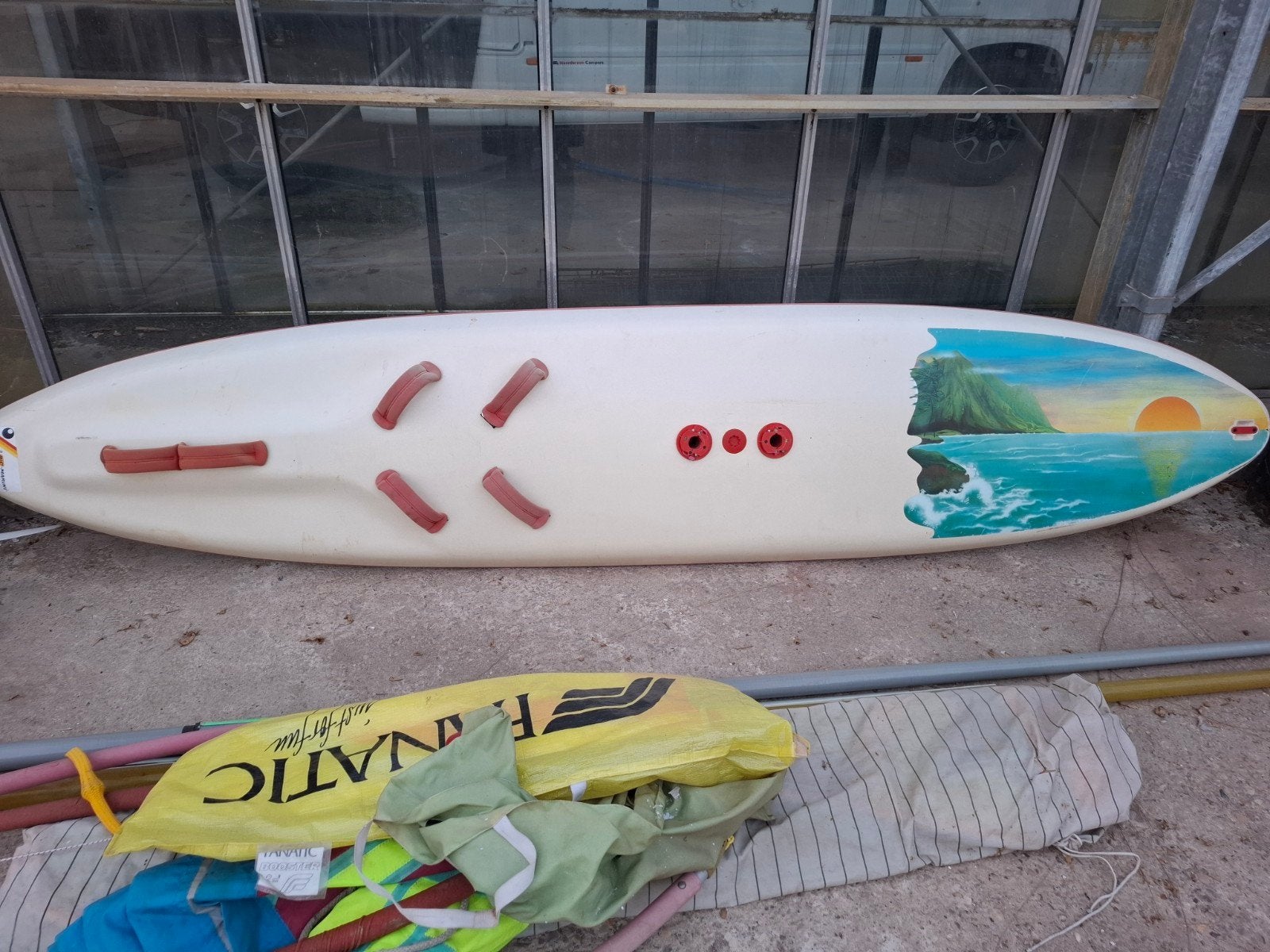 Complete surfplank set inclusief zeil en mast, Ophalen, Gebruikt, Complete set, Met vin(nen)