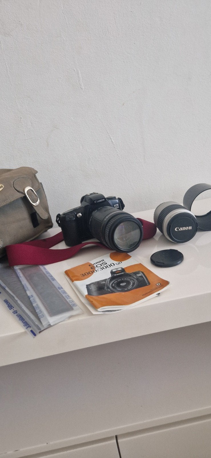 Canon EOS 3000/3000QD Spiegelreflexcamera met accessoires, Audio, Tv en Foto, Ophalen of Verzenden, Gebruikt, Spiegelreflex, Canon