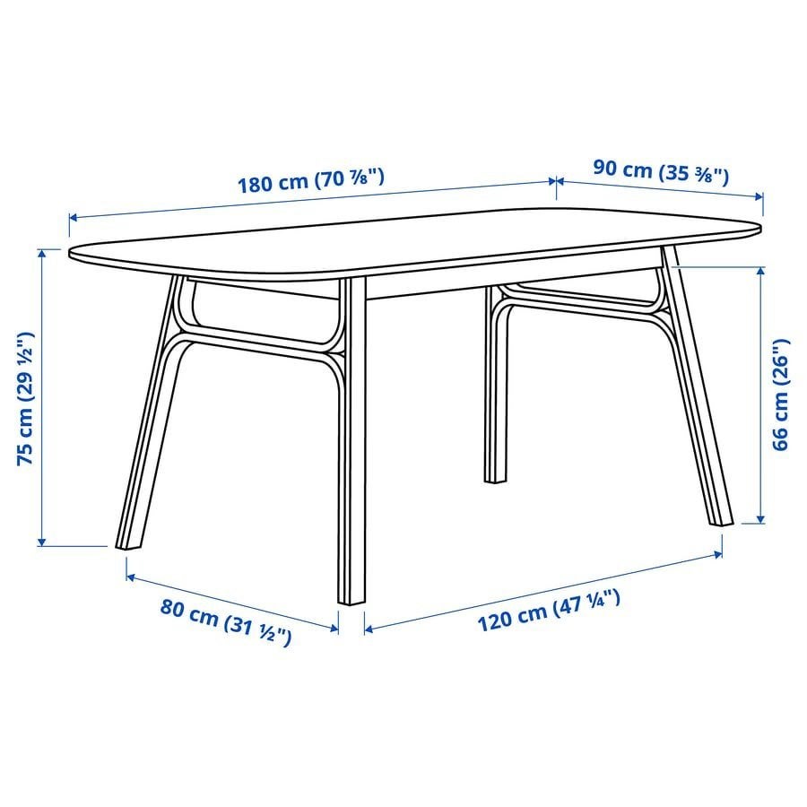 Eettafel, Ophalen, 150 tot 200 cm, Zo goed als nieuw, Hout bamboe