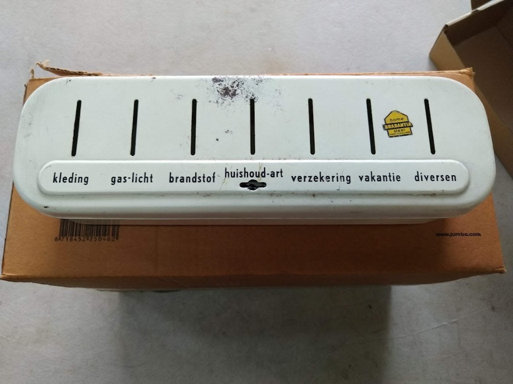 spaarpot spaarblik  emaille voor Huishoudelijke uitgave, Antiek en Kunst, Ophalen of Verzenden