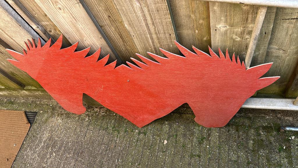 Triplex plaat/bord met twee paardenhoofden, Ophalen, Zo goed als nieuw, Overige soorten