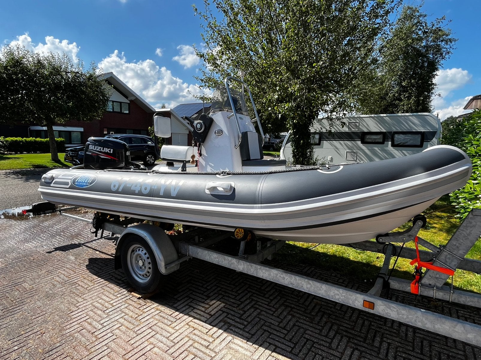 2016 FALCON 450 RIB SUZUKI 60PK  75UUR NIEUWE TRAILER, 60 pk, Kussens, Zo goed als nieuw, Ophalen