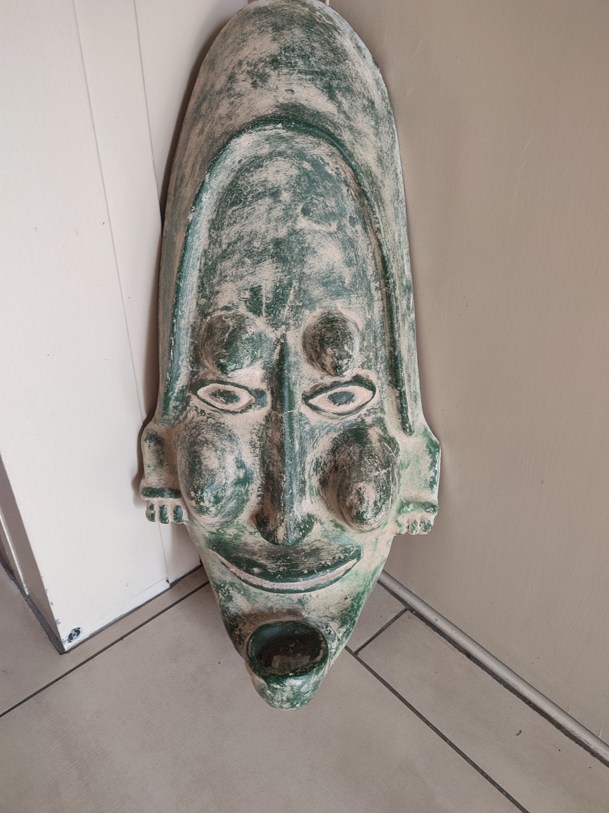 Decoratief Mexicaans masker - Groen/wit, Ophalen, Steen/keramiek, Mexico, Masker