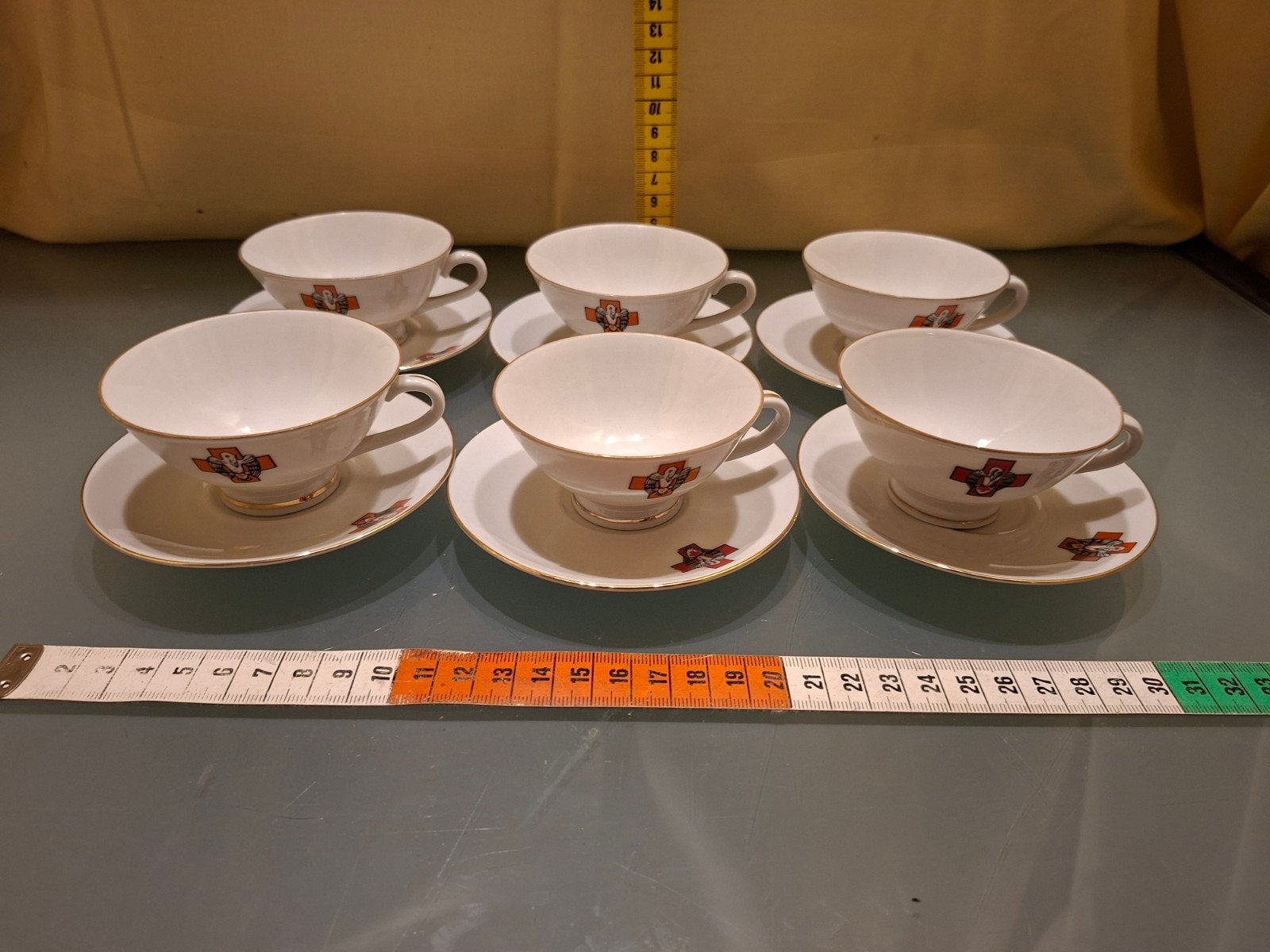 Antieke porseleinen kop en schotel set (1930-1950), Ophalen of Verzenden