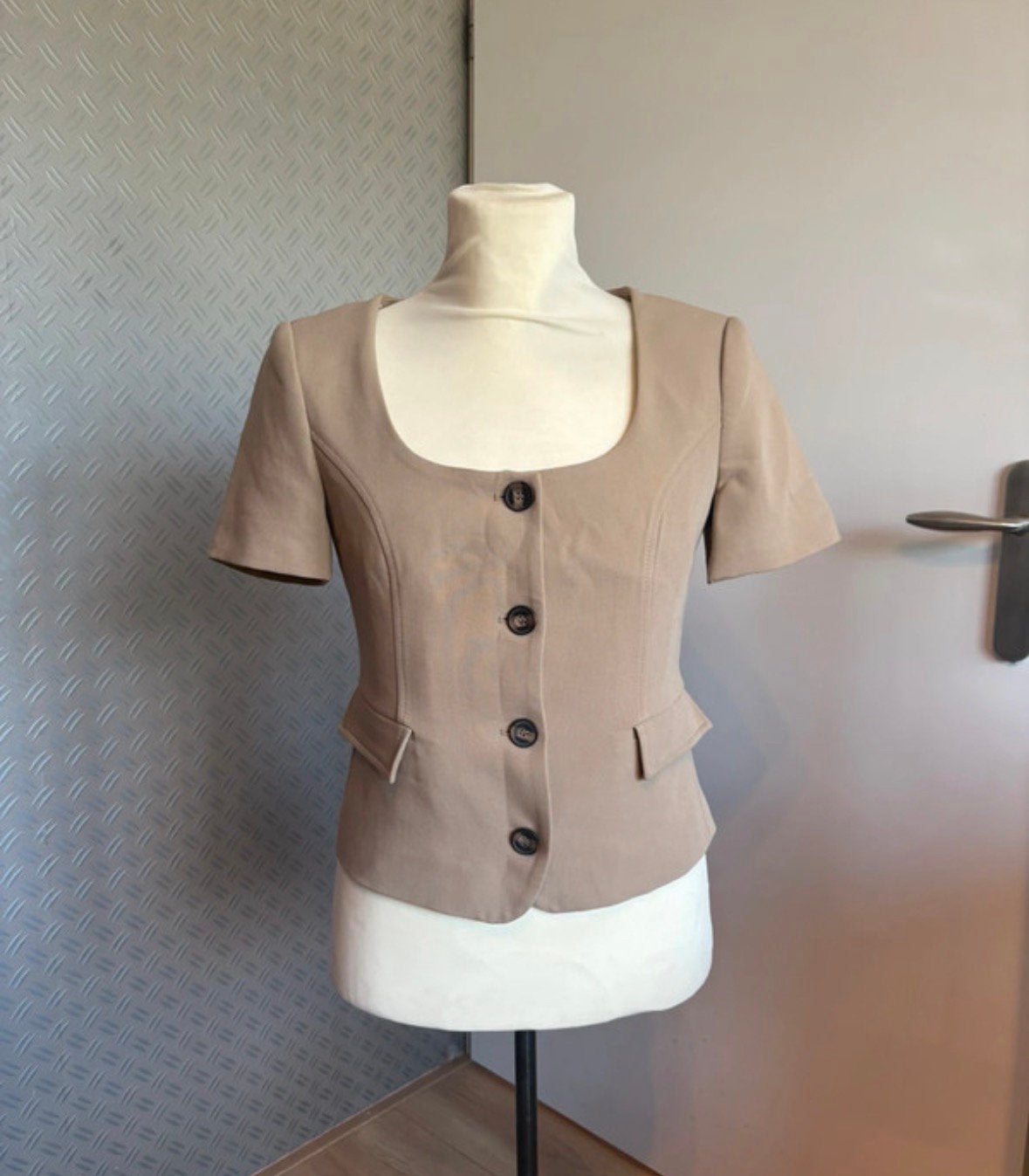 Zara blazer korte mouw m, Ophalen of Verzenden, Zo goed als nieuw, Beige, Korte mouw