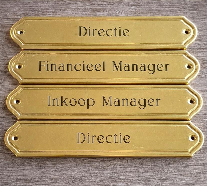Messing naamplaatjes / deurplaatjes – Directie / Manager, Huis en Inrichting, Bureaus, Ophalen