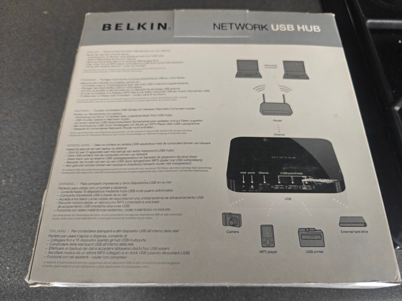 Belkin Network USB Hub Compleet in doos, Computers en Software, Netwerk switches, Ophalen, Zo goed als nieuw