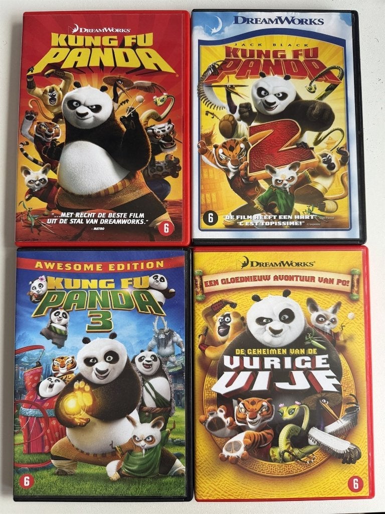 Kungfu Panda 1,2,3 en Vurige Vijf Collectie DVD | Actie 5=4, Vanaf 12 jaar, Ophalen of Verzenden, Zo goed als nieuw, Amerikaans