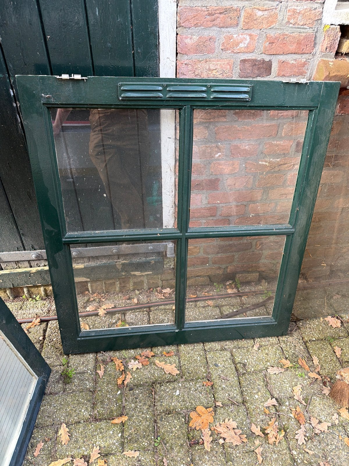 Raam enkelglas groen met ventilatierooster, Ophalen, Gebruikt, Gevelraam of Ruit, 80 tot 120 cm