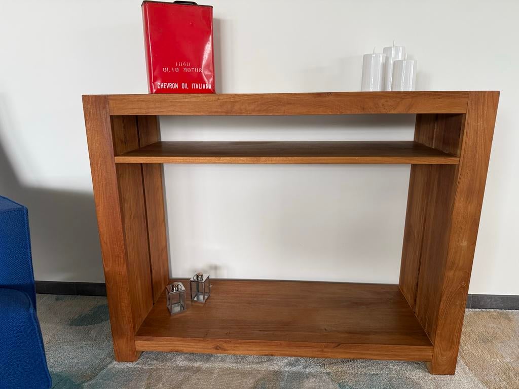 Zware Teakhouten Sidetable - 116x90x40cm, Gebruikt, 100 tot 150 cm, Teakhout, Ophalen of Verzenden