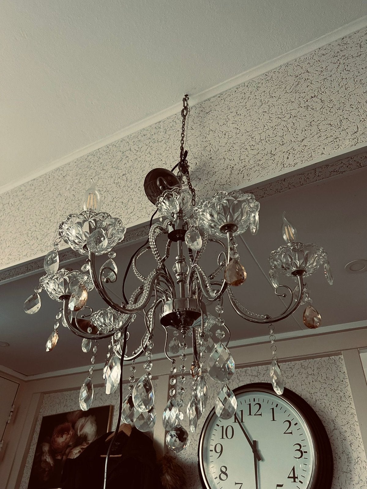 Mooi kristallen kroonluchter hanglamp, Ophalen, Zo goed als nieuw, Metaal