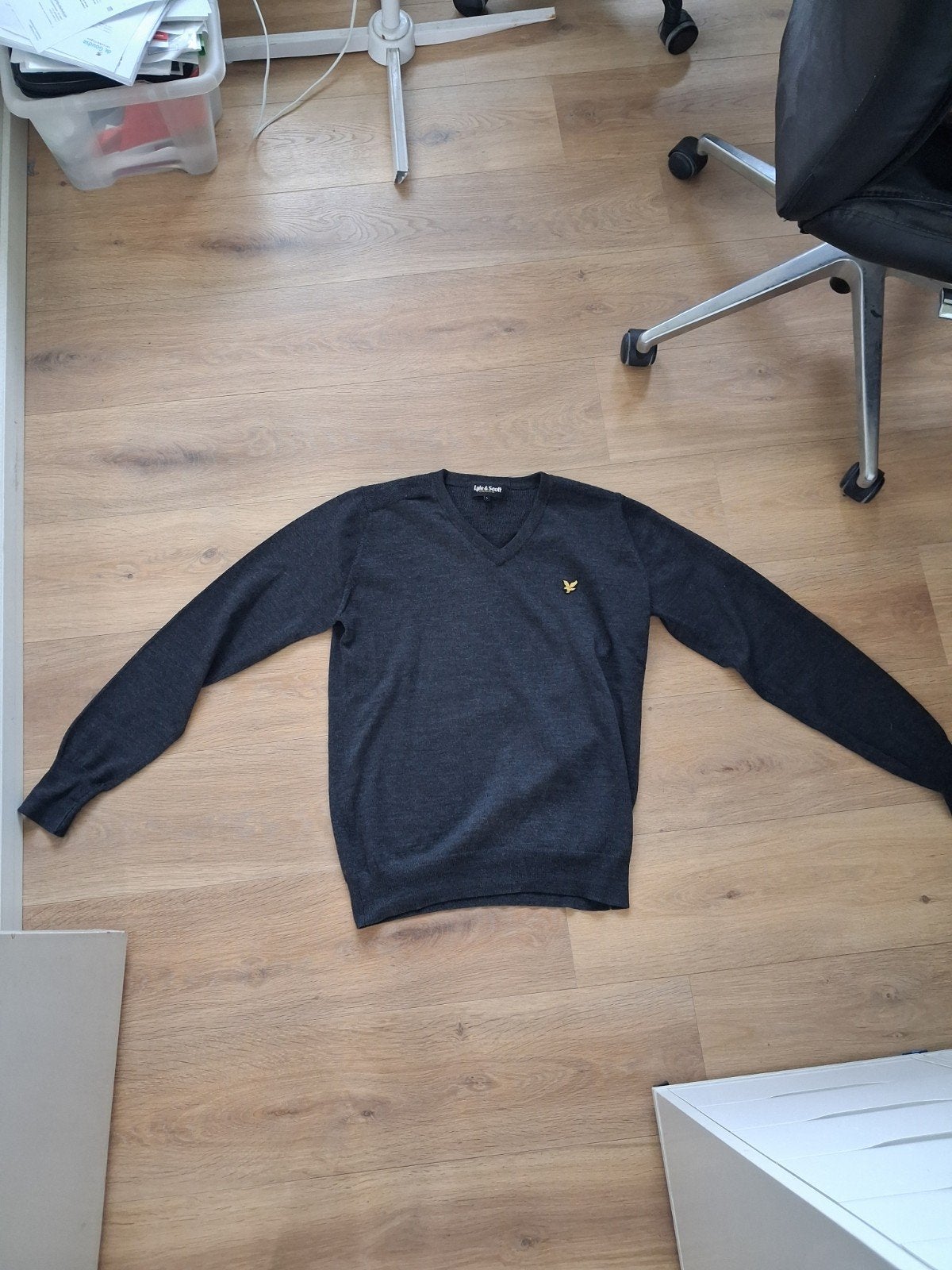 Lyle & Scott Merinowol Trui - Grijs - Maat L, Maat 52/54 (L), Ophalen of Verzenden, Zo goed als nieuw, Lyle & Scott
