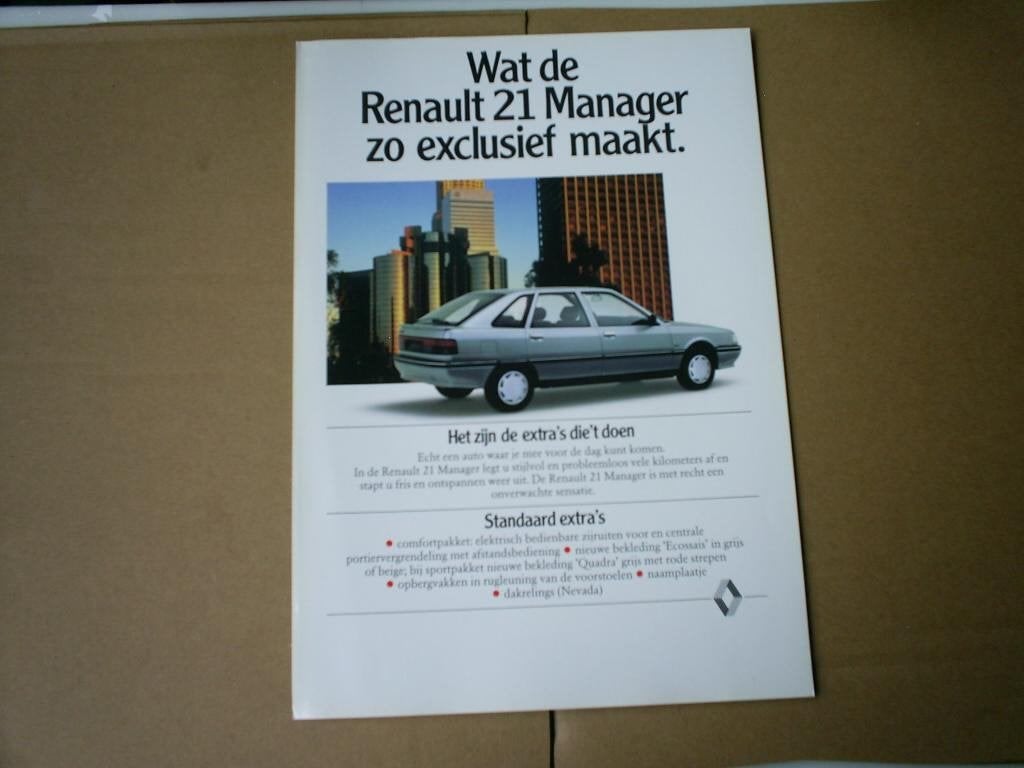 Renault 21 Manager 1988 2 pag., Verzenden, Zo goed als nieuw, Renault