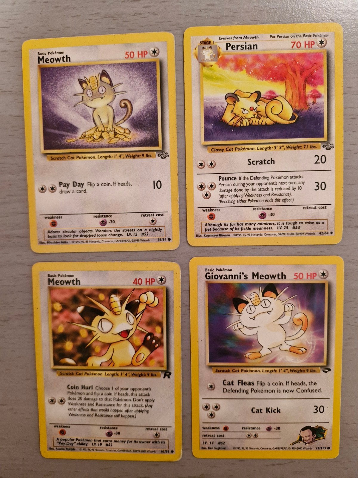 Meowth pokémon kaarten WOTC, Ophalen, Zo goed als nieuw, Meerdere kaarten