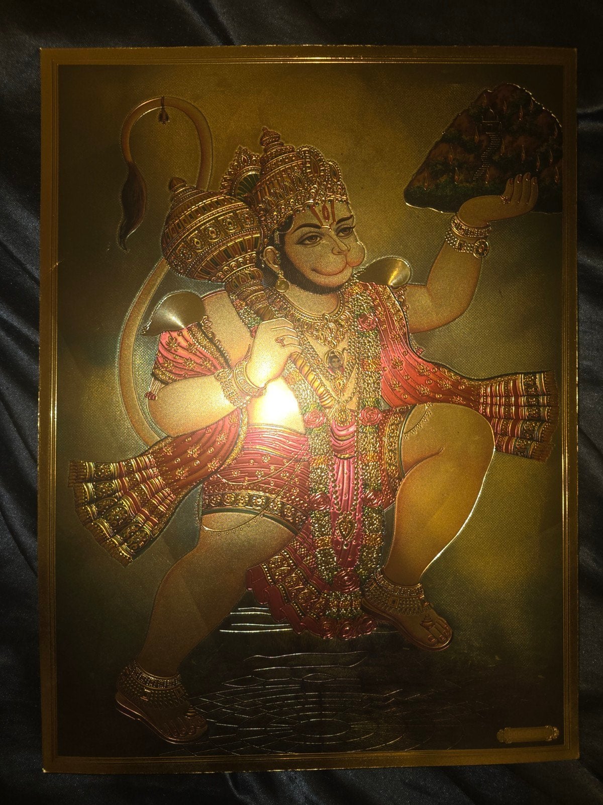 Gouden Hanuman Afbeelding - Religieuze Kunst, Antiek en Kunst, Ophalen of Verzenden