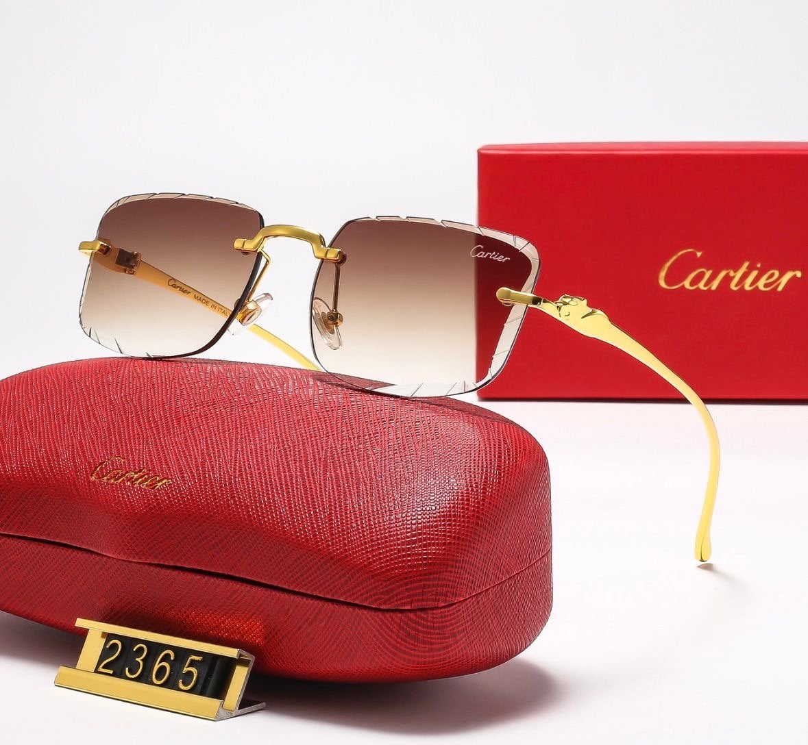 originele Cartier zonnebril met bruine glazen gouden montuur, Sieraden, Tassen en Uiterlijk, Ophalen, Zonnebril, Bruin, Nieuw