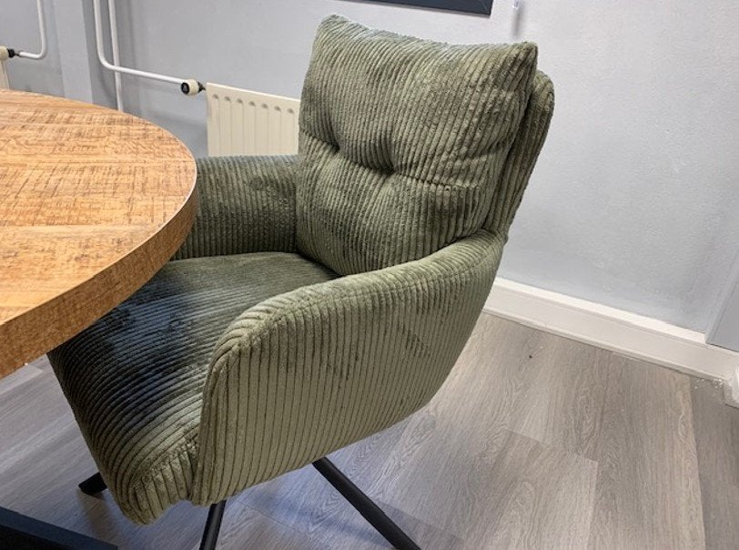 Eetkamerstoel Groen Cord stof NIEUW VOORRAAD, Huis en Inrichting, Stoelen, Overige kleuren, Nieuw, Ophalen of Verzenden, Stof