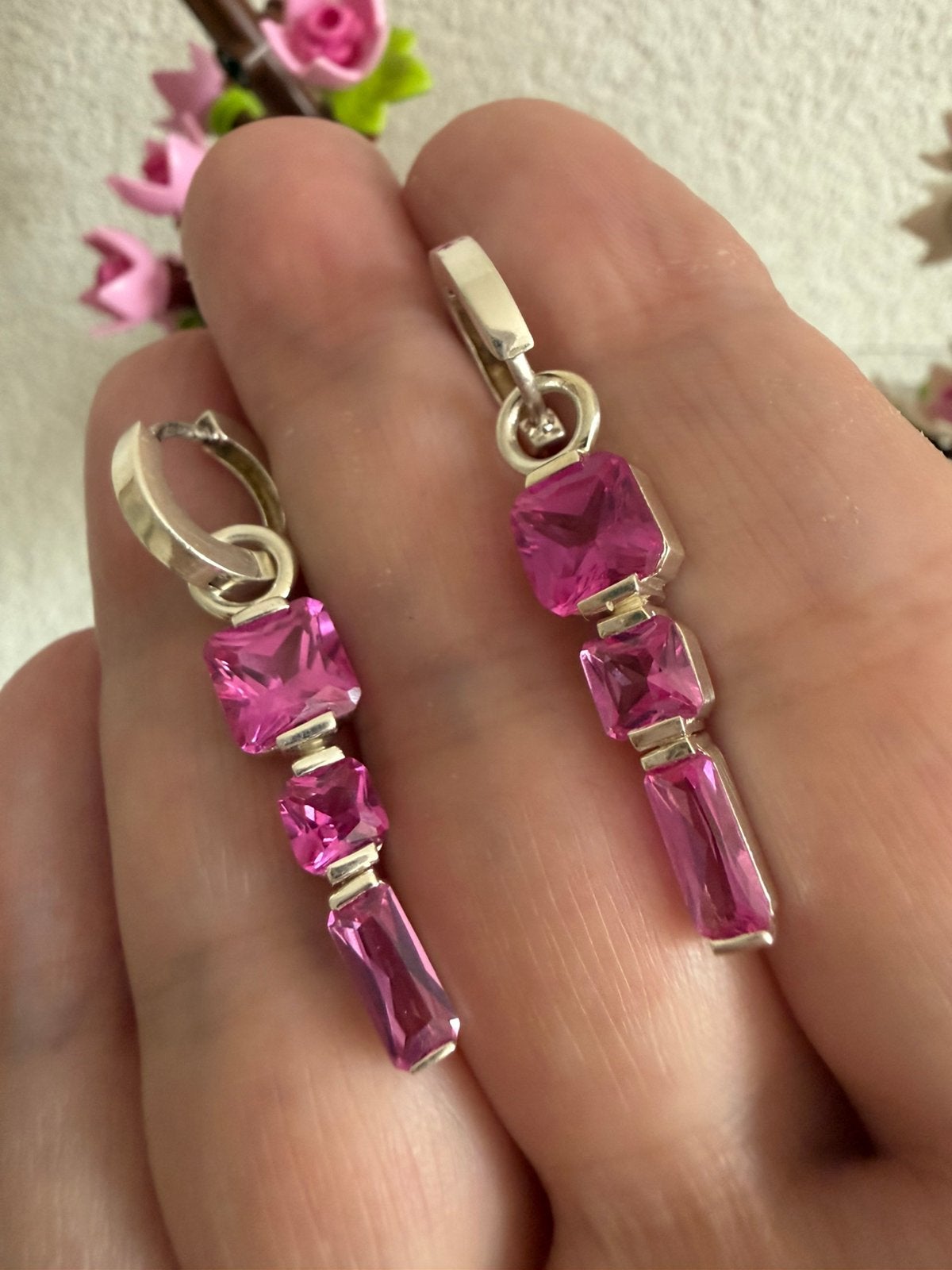 H185/Zilveren THOMAS SABO prachtige oorbellen Roze, Gebruikt, Verzenden, X, Roze