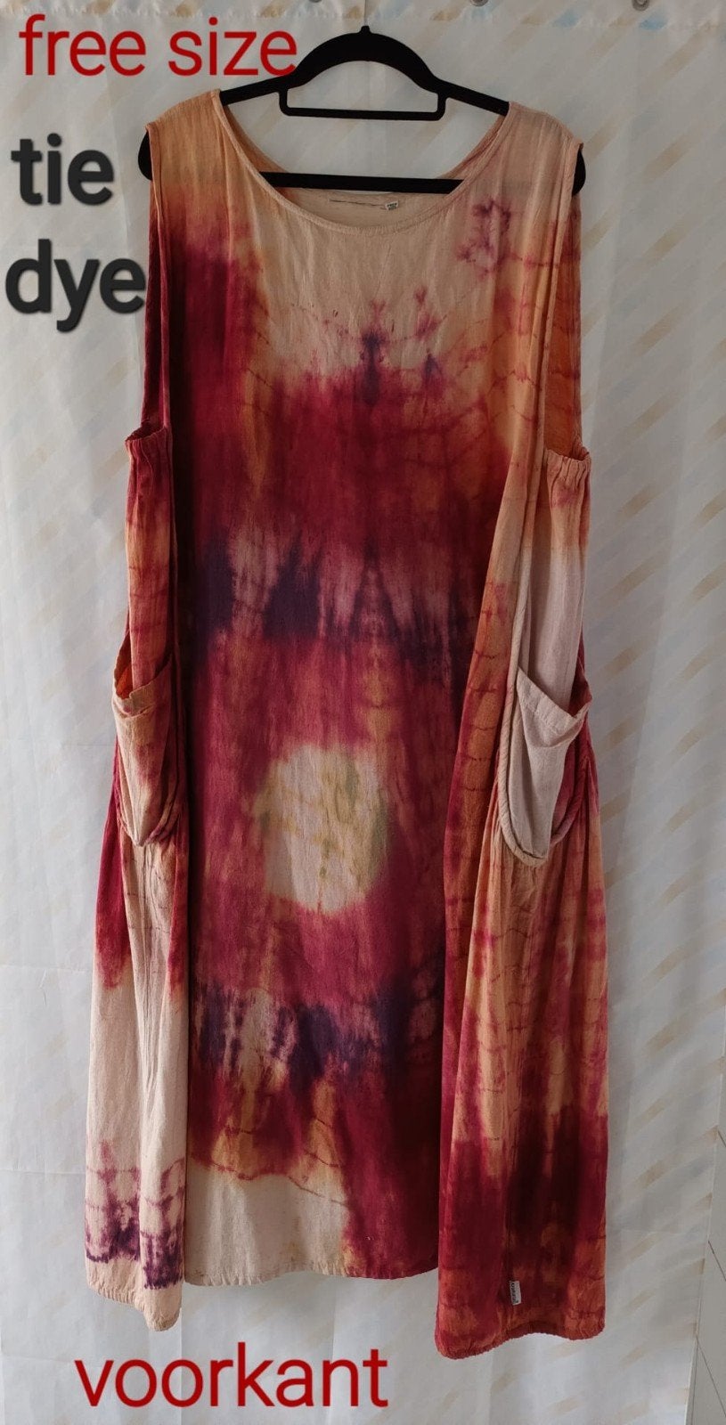 Krakatau hippie jurk/ overgooier tie dye free  ca 46- 48, Meerkleurig, Maat 46/48 (XL) of groter, Ophalen of Verzenden, Gedragen