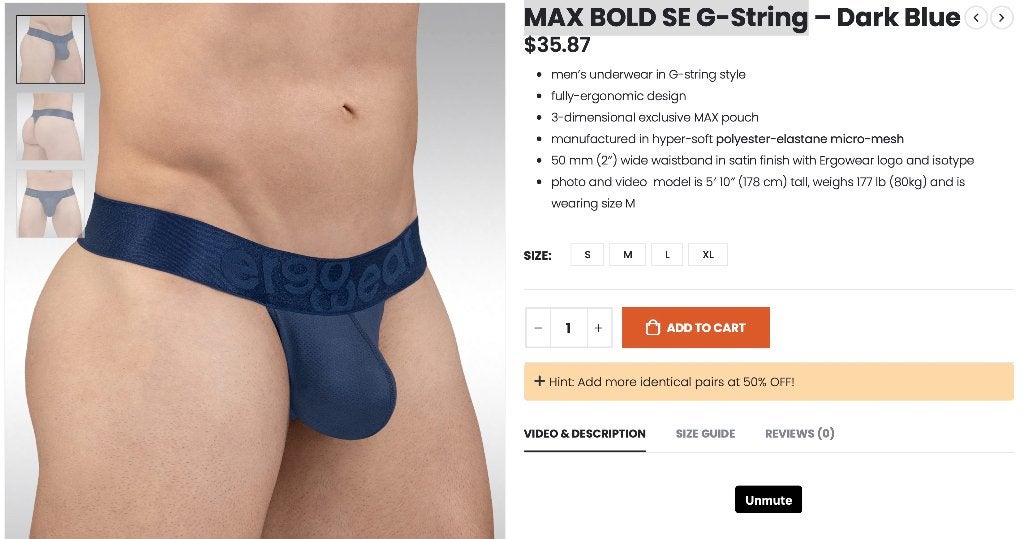 Ergowear heren string (blauw), Verzenden, Blauw, Ergowear, Overige typen