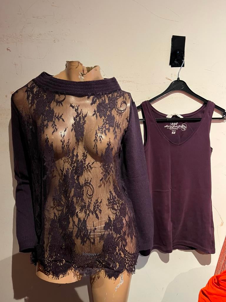 TWINSET by Simone Barbieri trui kant & top m origineel zgan, Maat 38/40 (M), F, G, Paars