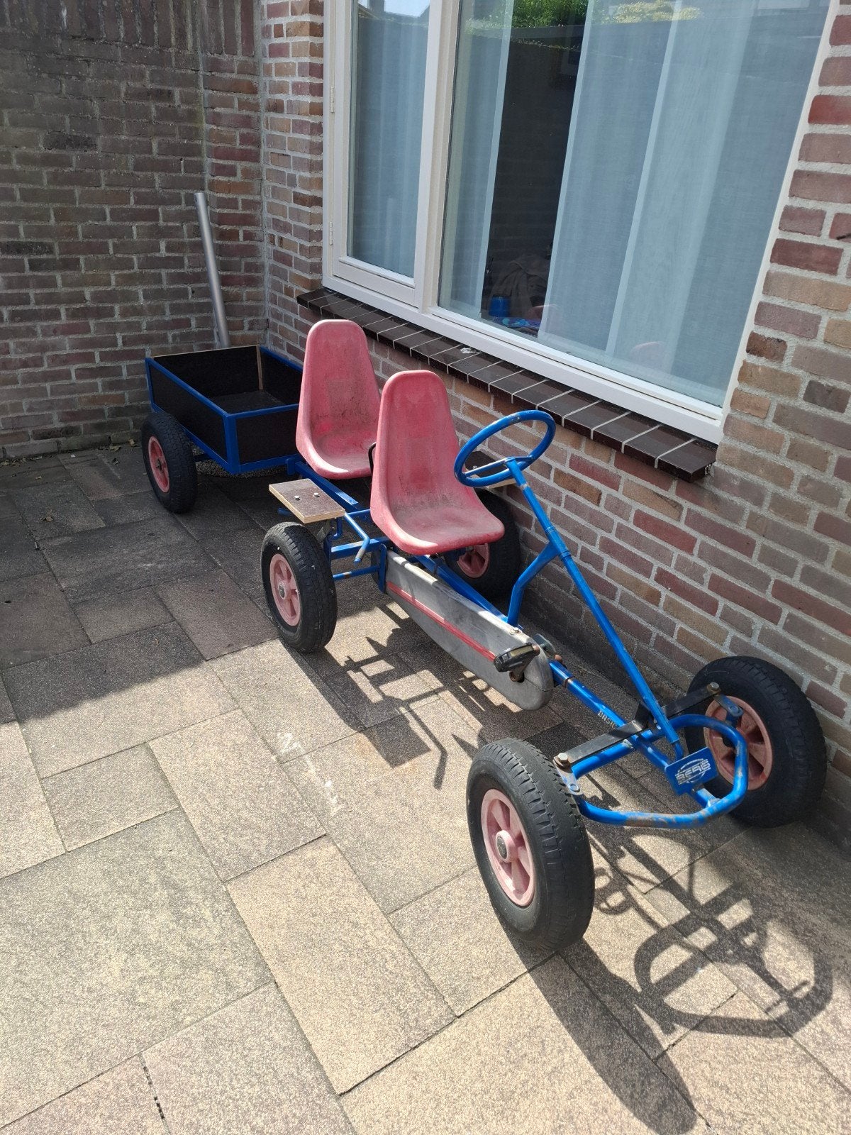 Skelter met aanhanger - gerepareerd, bak 81x51cm, Kinderen en Baby's, Speelgoed | Buiten | Voertuigen en Loopfietsen, Ophalen of Verzenden