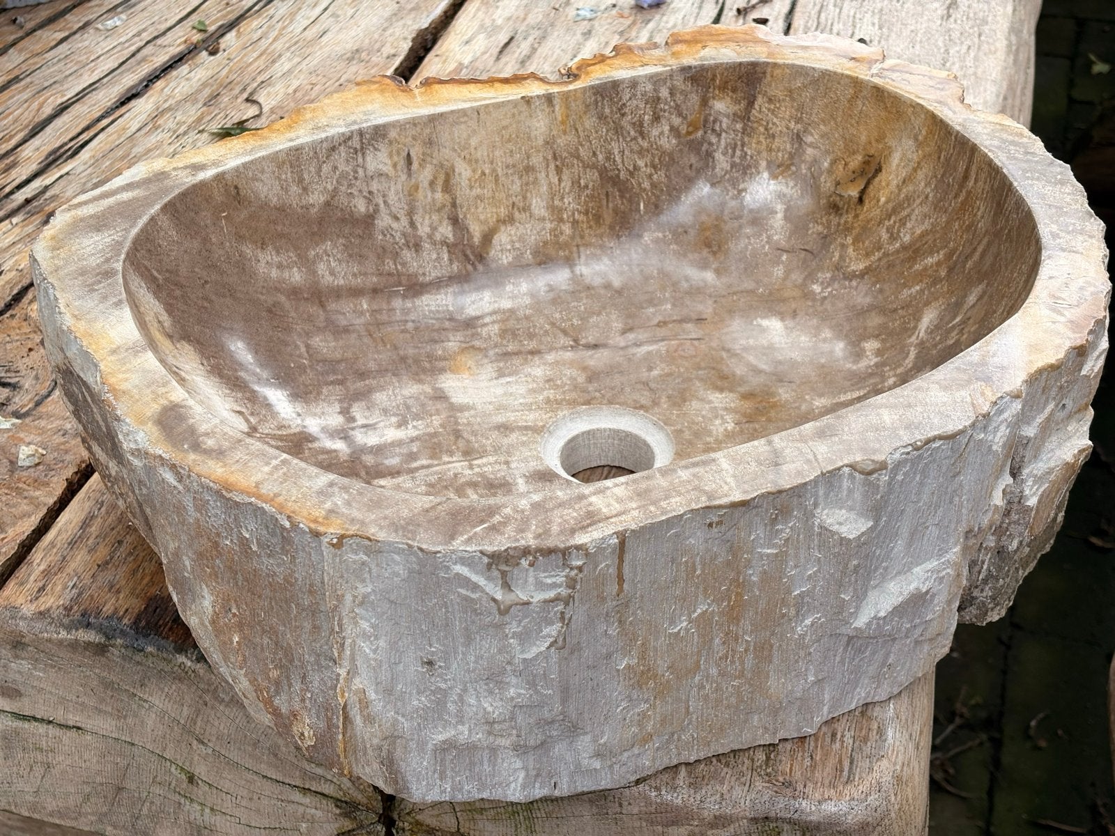 Nieuwe waskom versteend hout. Prachti exemplaar, Ophalen, Nieuw, Steen, Wastafel