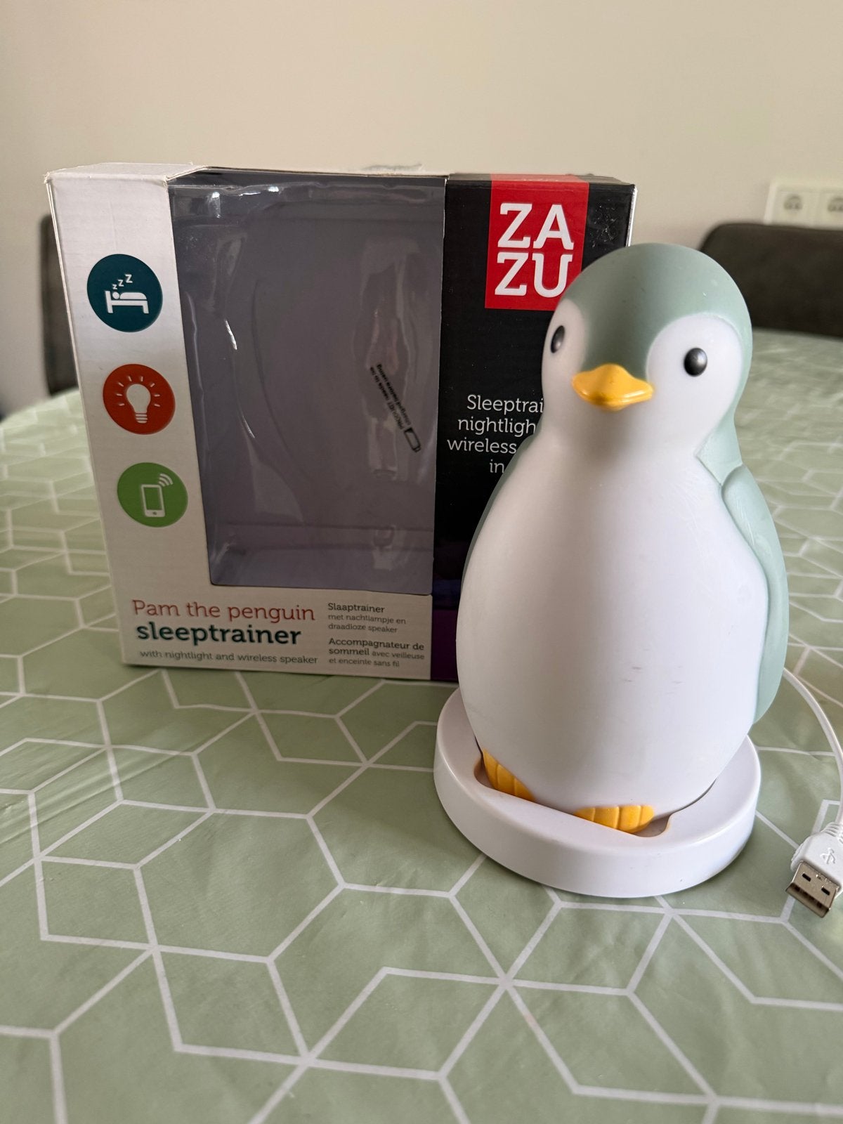 ZAZU Pam de Pinguïn Slaaptrainer met Nachtlampje en Speaker, Ophalen of Verzenden, Zo goed als nieuw