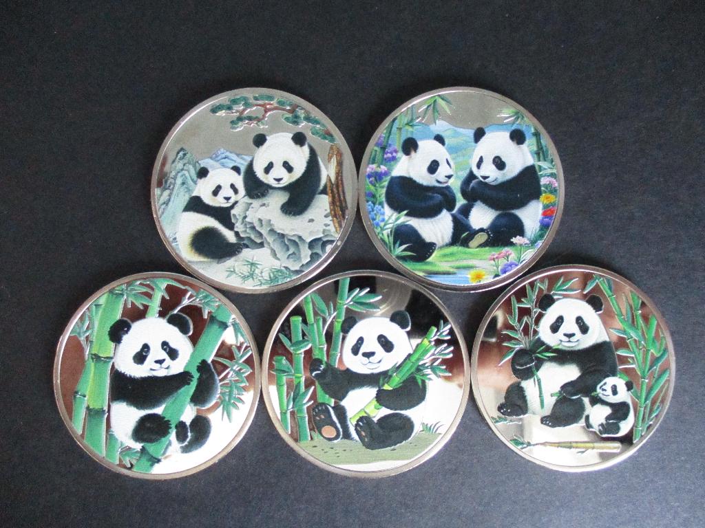 serie 1: Panda 5 penningen China, Verzenden, Overige materialen, Buitenland