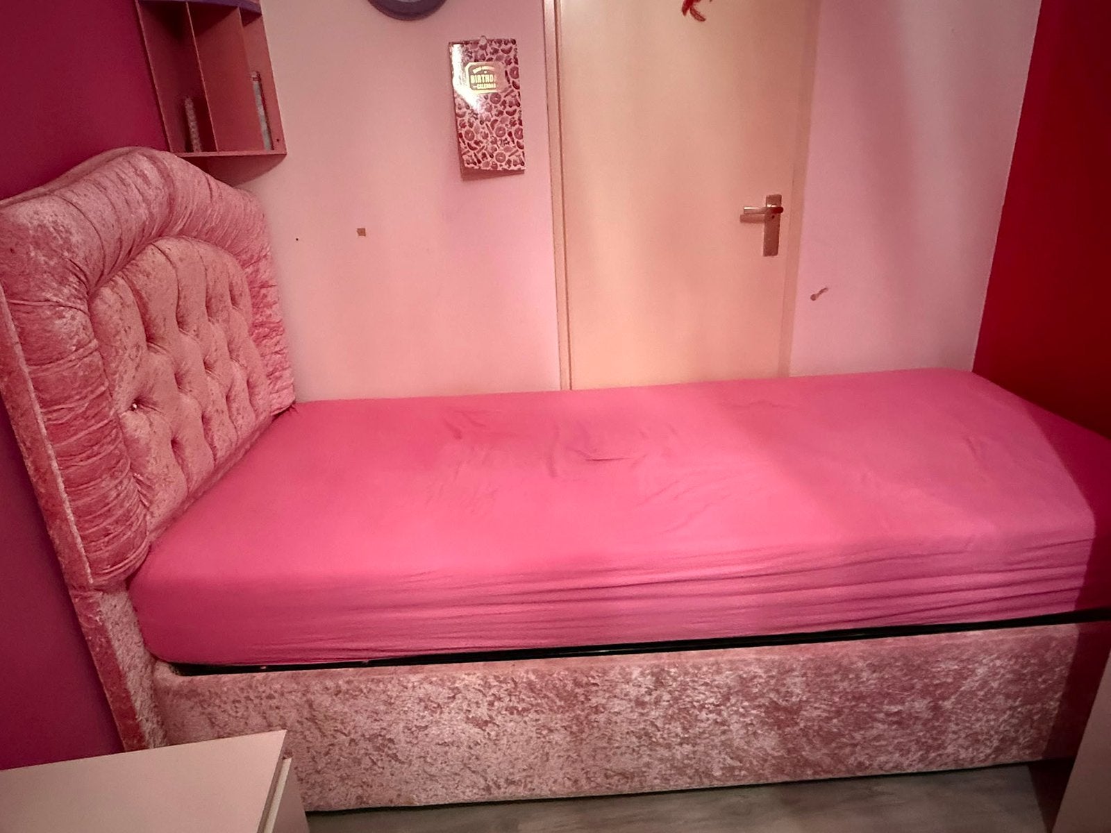 Roze bed 90*200, Ophalen, Gebruikt, 90 cm, 200 cm