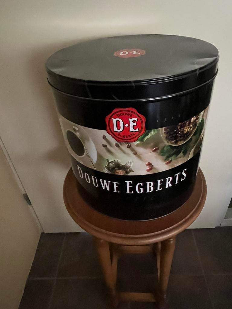 Groot voorraadblik / winkelblik Douwe Egberts, Verzamelen, Blikken, Ophalen, Gebruikt, Koffie, Douwe Egberts