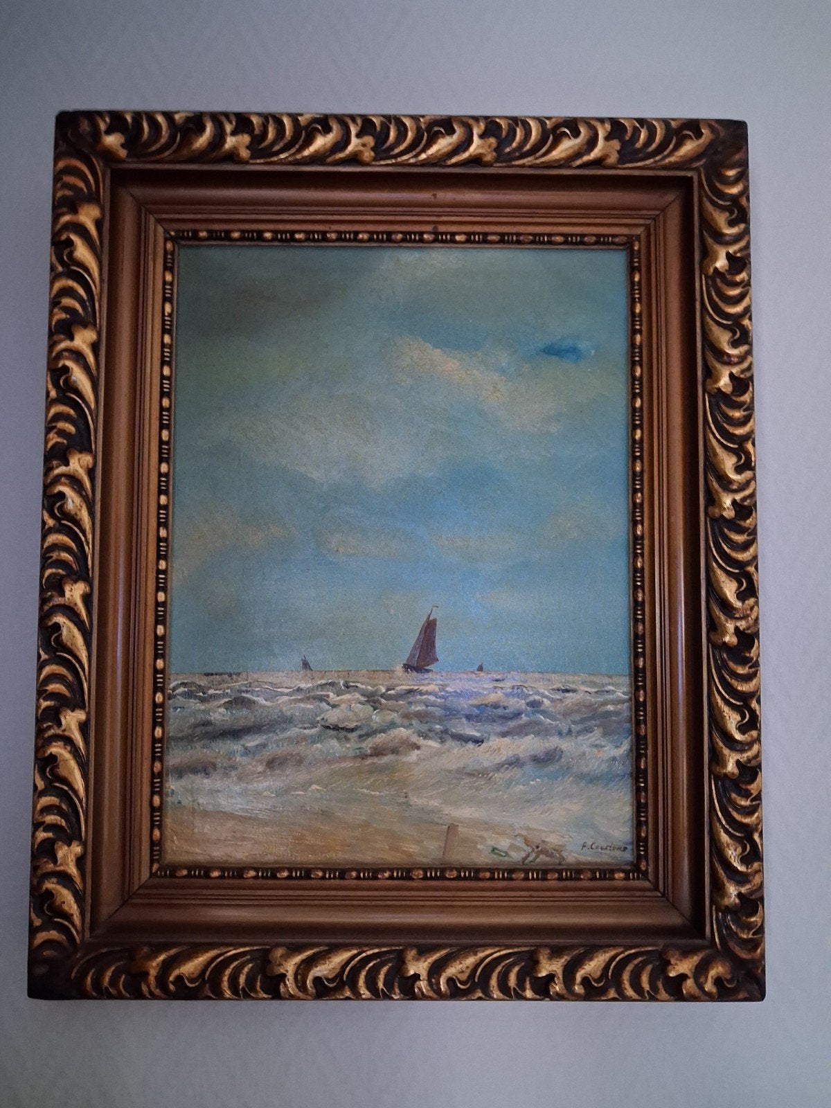 Schilderij Maritiem Gezicht met Zeilboten - Gesigneerd, Ophalen of Verzenden, Olieverf, Klassiek, Gesigneerd