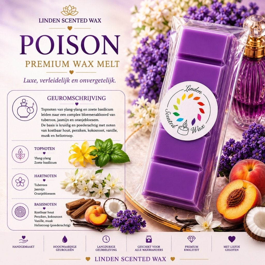 Waxmelts POISON parfum geur waxmelt handgemaakt snapbar, Ophalen of Verzenden, Nieuw, Was, Kaars