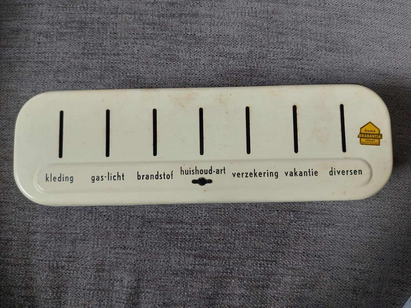 Vintage geld kistje Brabantia steel, Ophalen of Verzenden, Gebruikt, Metaal of Blik, Overige thema's