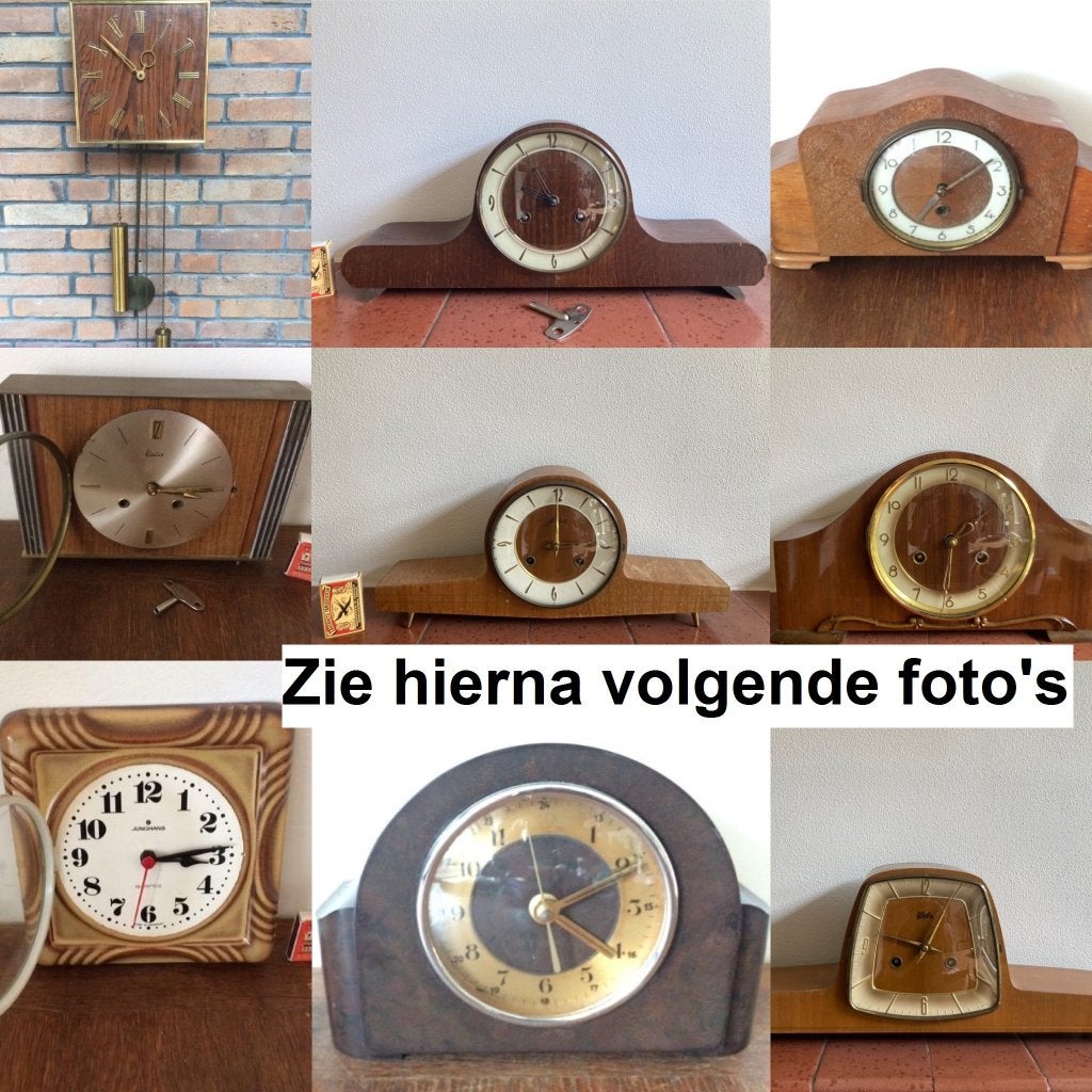 Antieke houten schouwklokken tafelklok schoorsteenklok klok, Ophalen of Verzenden