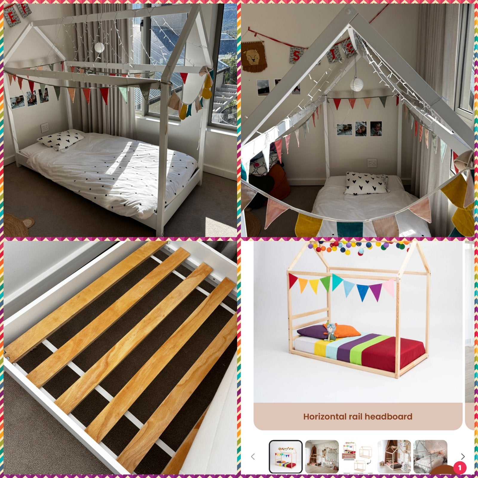 Kinderbed huis met lattenbodem - Wit, 85 tot 100 cm, Gebruikt, Ophalen of Verzenden, Lattenbodem