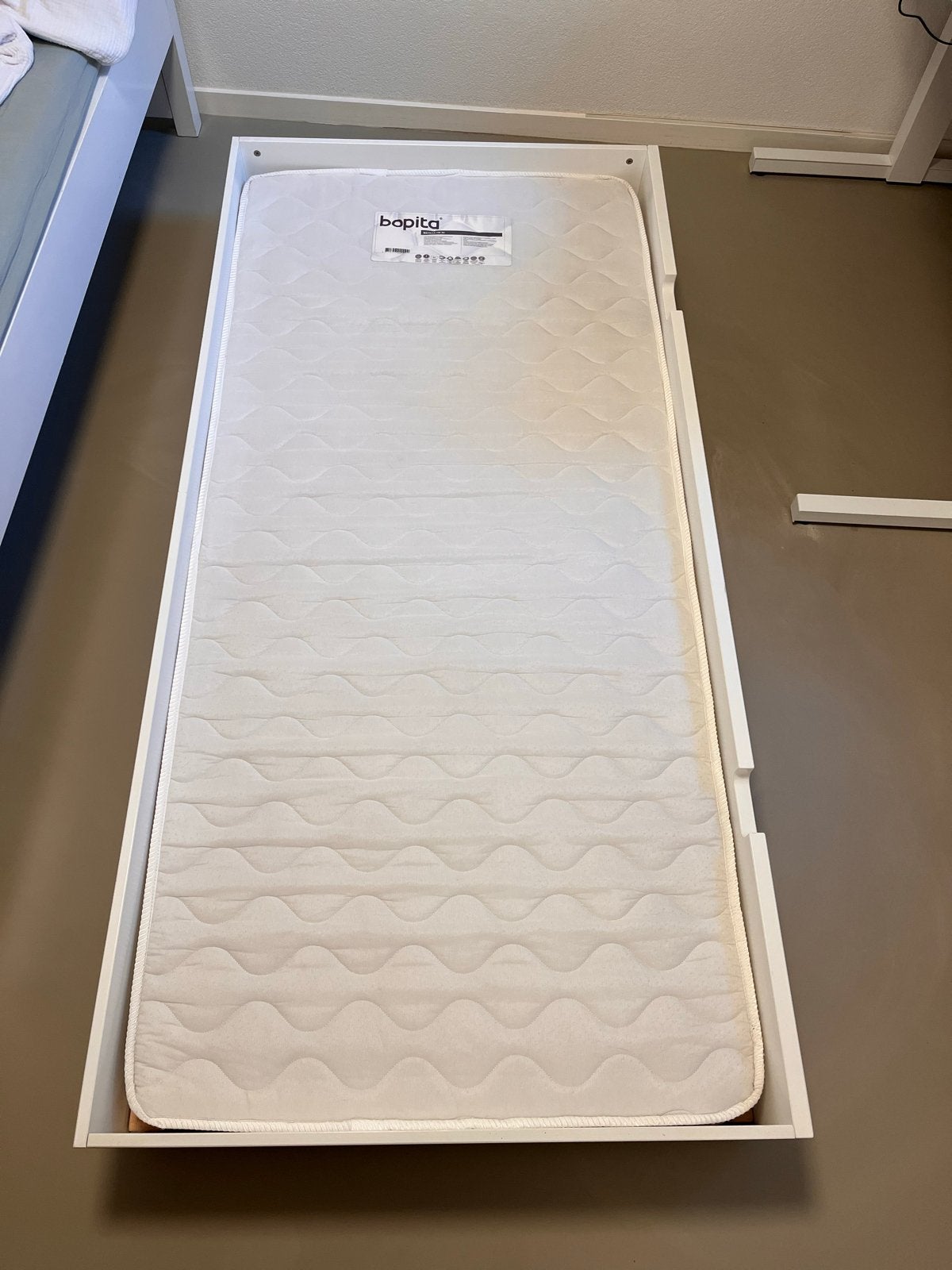 Bopita bedlade met matras en lattenbodem, Ophalen, Gebruikt, 90 cm, Eenpersoons