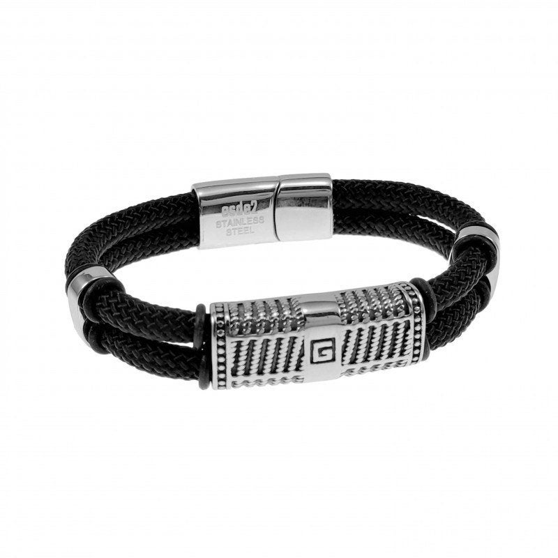 21cm x 12mm Armband Heren Zwarte Nylon Armband Staal Griekse, Staal, Birgitta-Gracht 33, 6465 EL Kerkrade, Nederland, Verzenden