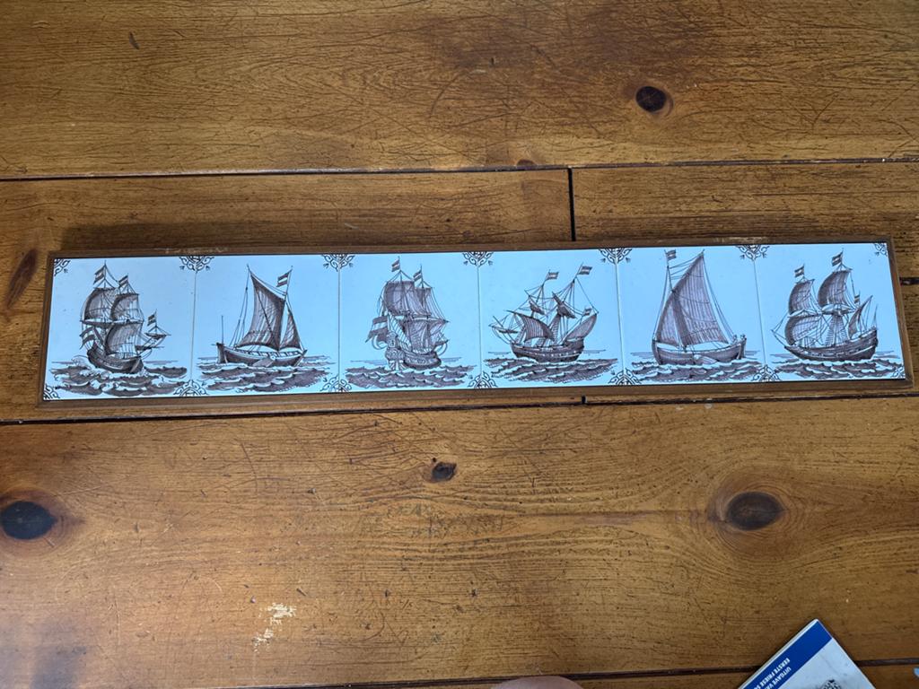 Delfts blauw tegeltableau met zeilschepen, Antiek en Kunst, Antiek | Wandborden en Tegels, Ophalen