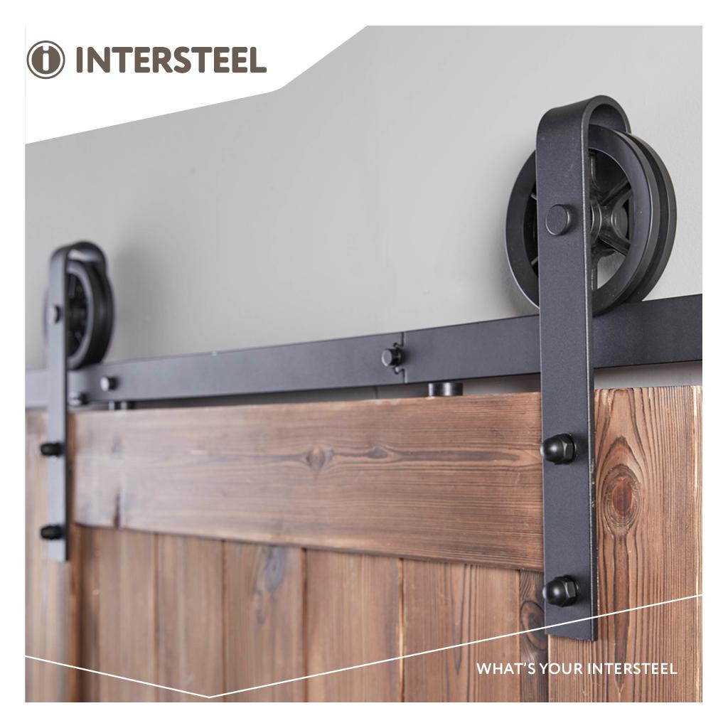Intersteel Schuifdeursysteem 'Wheel Mat Zwart' Nieuw, Binnendeur, Zo goed als nieuw, Schuifdeur, Metaal
