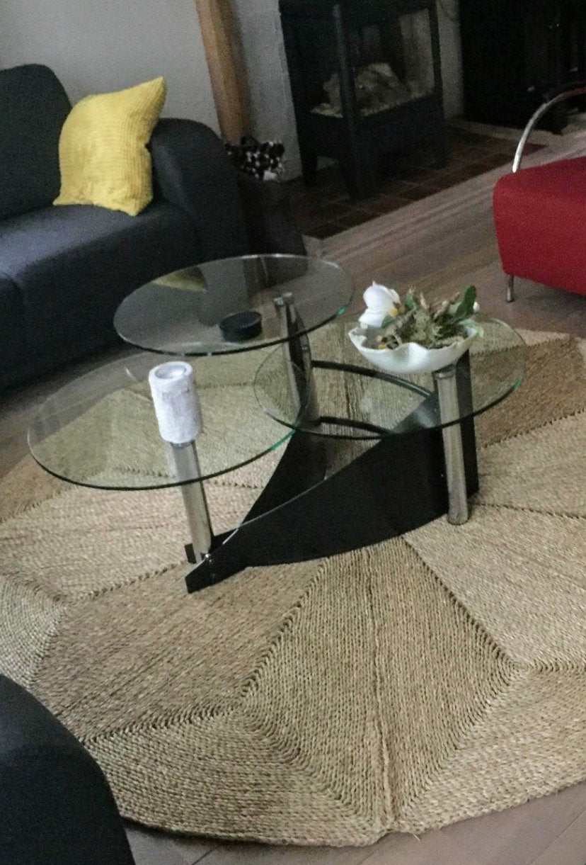 Speelse draaibare glazen salontafel, Ophalen, Gebruikt, Rond, Glas