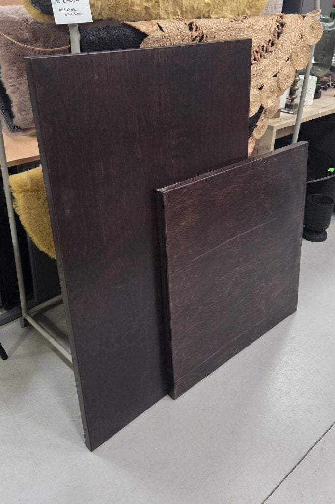 11 x tafelblad donker hout horeca cafe (2 maten) eettafel, Ophalen, Gebruikt, Bruin, Hout