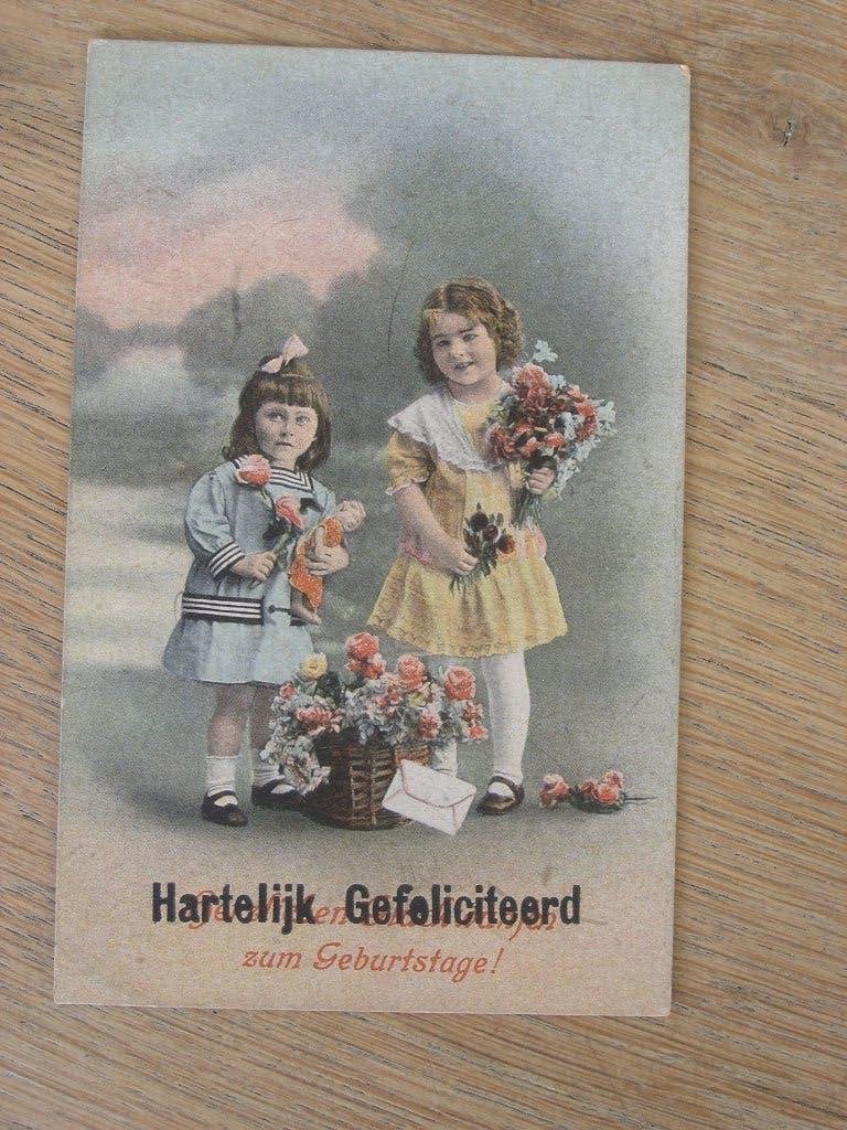 4 antieke ansichtkaarten Duits met Nederlandse tekst bedrukt, Verzamelen, Ophalen of Verzenden, 1940 tot 1960, Ongelopen, Zuid-Holland