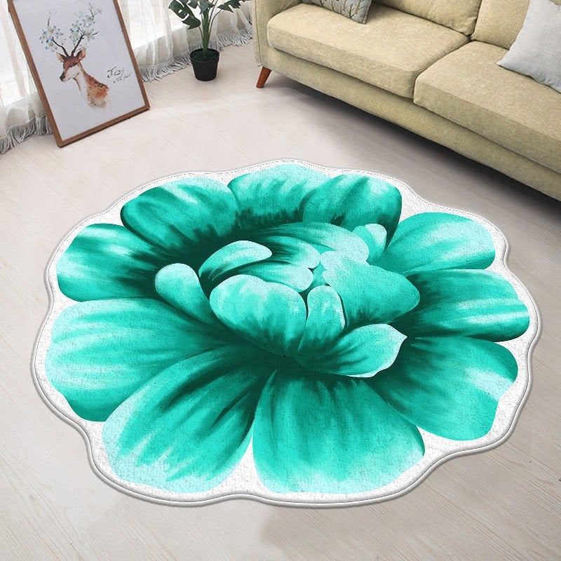 Groene Bloem Vloerkleed Kleed Tapijt Mat Vloermat Groen Rond, Verzenden, Nieuw, Groen, Rond