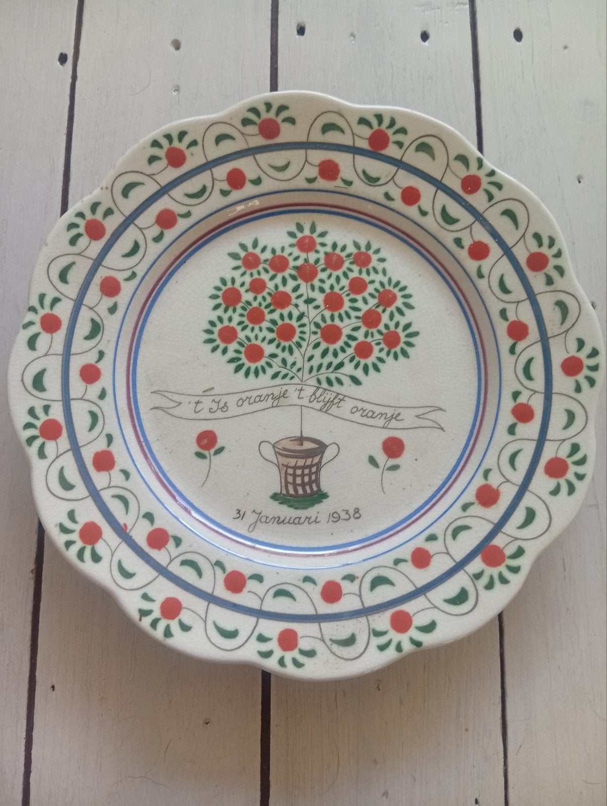 Gedenkbord Juliana en Bernhard 1938 - Gouda Plateel, Ophalen of Verzenden
