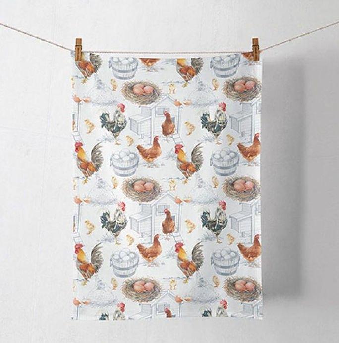 Nieuw, keukendoekset (2) Chicken farm 50x70cm, AANBIEDING, Laan de Wijze 19 5835 DS Beugen, Wit, Ambiente, Nieuw