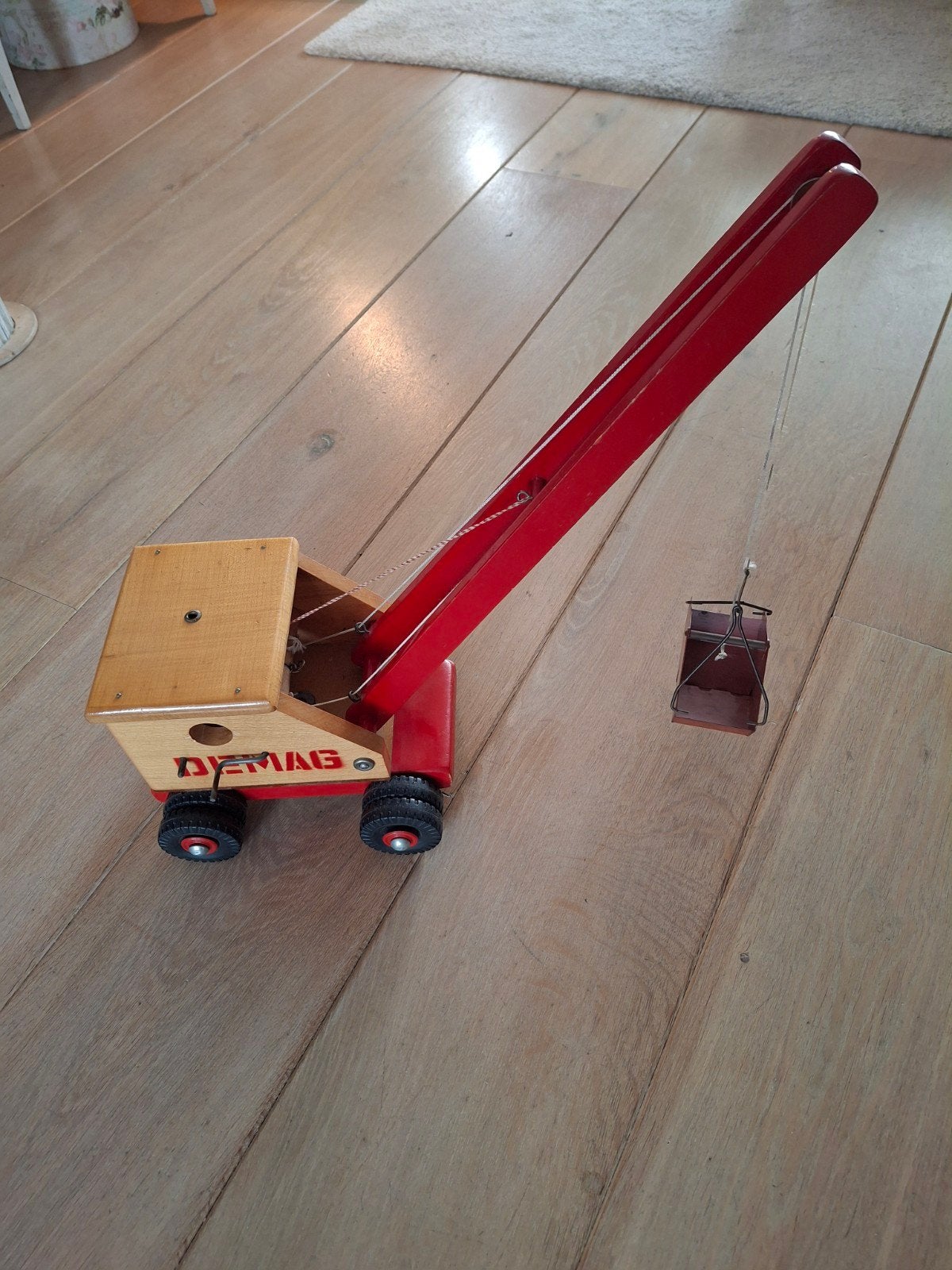 Vintage Houten Speelgoed Kraanwagen - DEMAG, Ophalen of Verzenden, Gebruikt