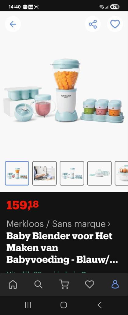 Nutribullet Baby Blender voor verse babyvoeding, Ophalen, Zo goed als nieuw, Overige typen